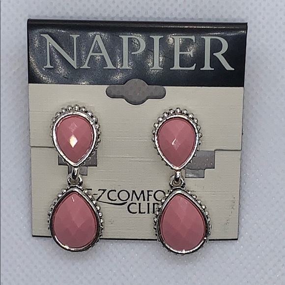 Napier Jewelry - Napier pink & silver pretty comfort clip earrings